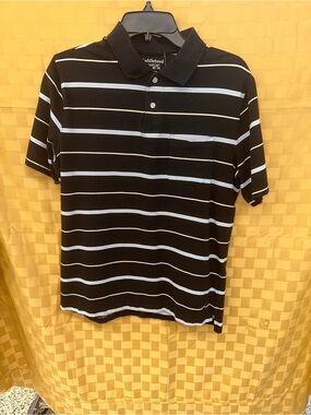 Saddlebred Black Polo with Light Blue Stripes